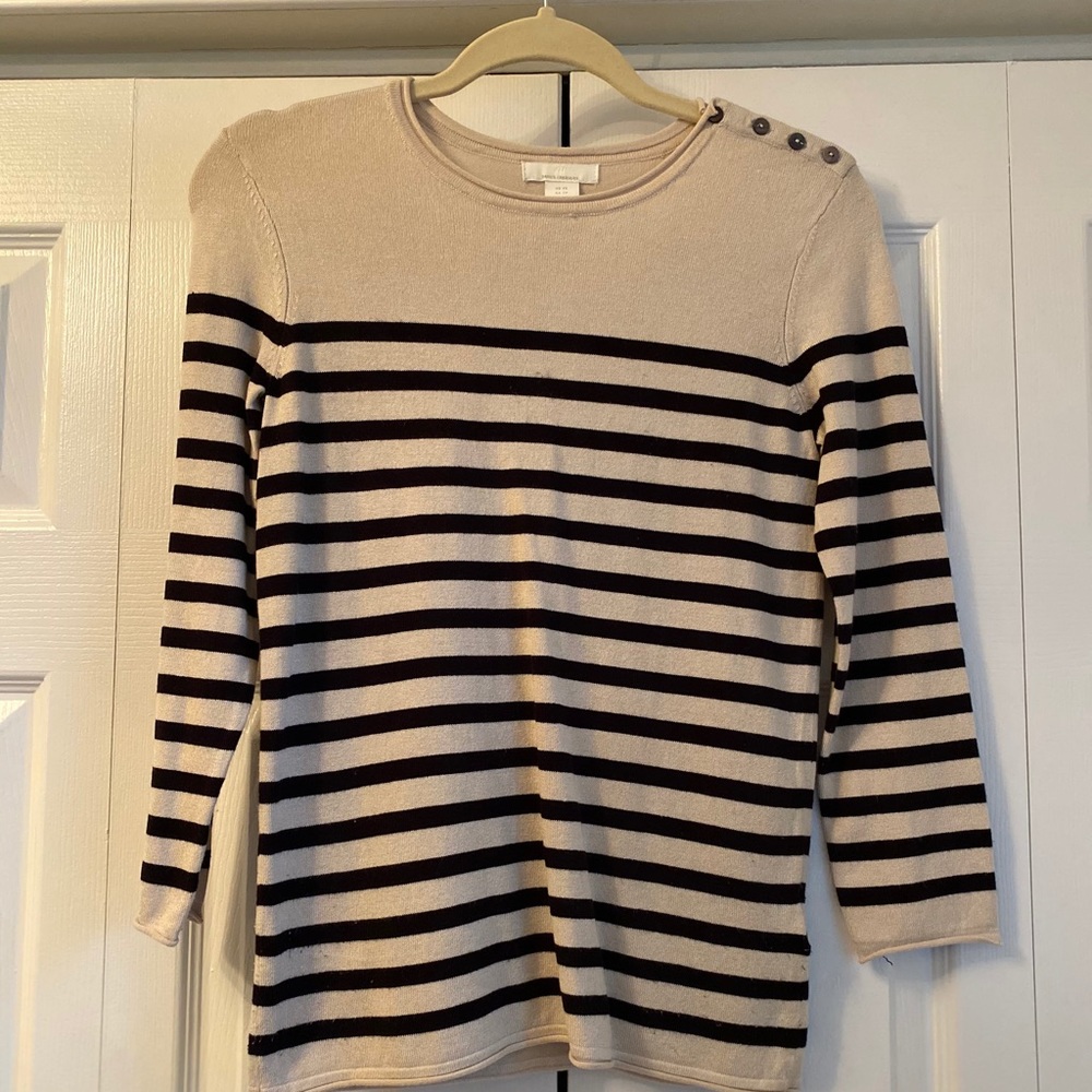 H&M Tan and Black Striped Top